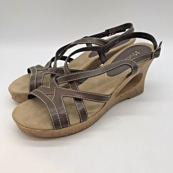 Mudd Kerwin Vtg. Y2K 90s Strappy Platform Wedge Sandal Women's 10M Brown Boho - Picture 3 of 11